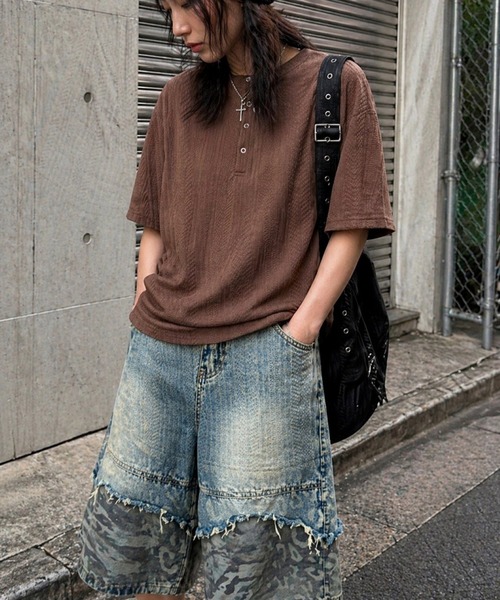 VIBGYOR（ヴィブジョー）の「【Bls】 【ZM】【Bling Leads】ランダムテレコ ヘンリーネックTEE(BL)（Tシャツ/カットソー・レディース・ブラック/チャコールグレー/ブラウン/グレイッシュベージュ・MEDIUM/LARGE）」の7枚目の写真