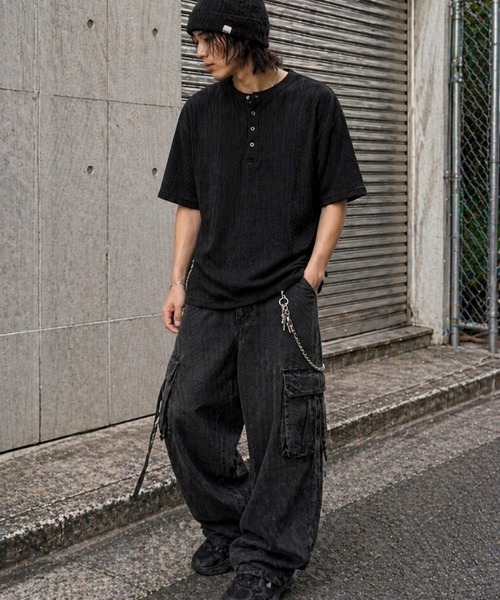 VIBGYOR（ヴィブジョー）の「【Bls】 【ZM】【Bling Leads】ランダムテレコ ヘンリーネックTEE(BL)（Tシャツ/カットソー・レディース・ブラック/チャコールグレー/ブラウン/グレイッシュベージュ・MEDIUM/LARGE）」の8枚目の写真