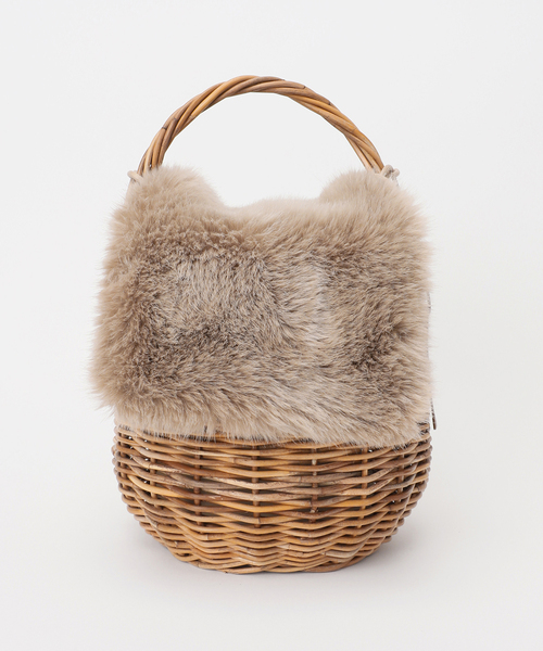 The Bagmati(ザバグマティ)の「BAGMATI/バグマティ SLOBE別注 ファーカゴバッグ(かごバッグ・レディース・ベージュ系その他・FREE)」の7枚目の写真