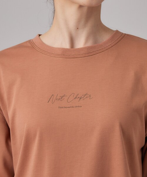 SHOO・LA・RUE(シューラルー)の「【S-LL/体型カバー】インせず着られる 配色ステッチ 5分袖ロゴTシャツ(Tシャツ/カットソー・レディース・ホワイト/ブラック/レッド系・01/02/03/04)」の11枚目の写真