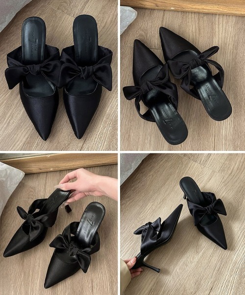 Miniministore（ミニミニストア）の「リボンミュールパンプス ポインテッドトゥ（サンダル・レディース・アイボリー/ブラック・24.0cm/23.5cm/24.5cm/23.0cm/22.5cm）」の12枚目の写真