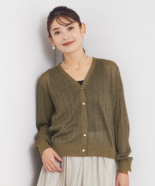 ITS'DEMO(イッツデモ)の「ラメリブVネックカーディガン(カーディガン/ボレロ・レディース・グレー/ブラック/ブラウン系その他/アイボリー・00)」の4枚目の写真