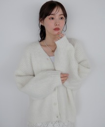 モヘアタッチVネックニットカーデ