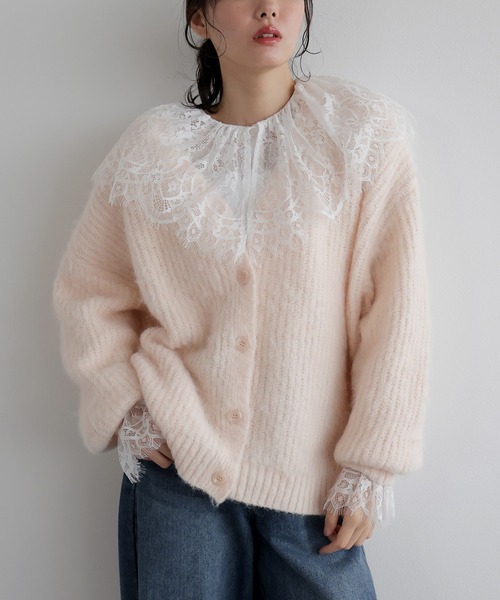 AMUU. PRECIEUSE(アムープレシューズ)の「モヘアタッチVネックニットカーデ(カーディガン/ボレロ・レディース・ブラック/グレー/ピンク/オフホワイト・FREE)」の12枚目の写真