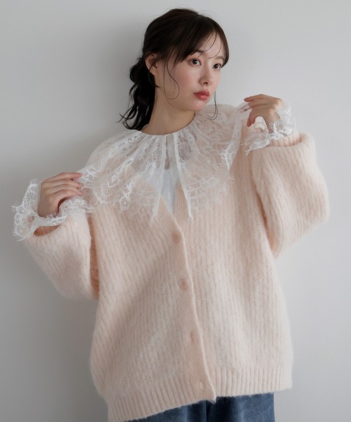 AMUU. PRECIEUSE(アムープレシューズ)の「モヘアタッチVネックニットカーデ(カーディガン/ボレロ・レディース・ブラック/グレー/ピンク/オフホワイト・FREE)」の13枚目の写真
