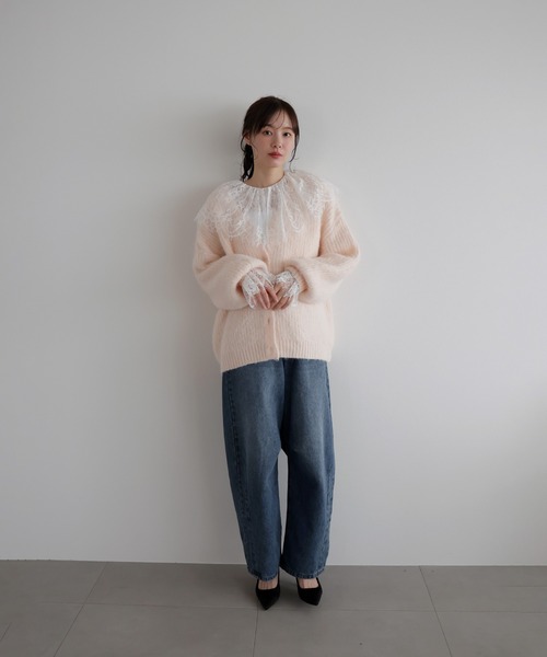 AMUU. PRECIEUSE(アムープレシューズ)の「モヘアタッチVネックニットカーデ(カーディガン/ボレロ・レディース・ブラック/グレー/ピンク/オフホワイト・FREE)」の16枚目の写真