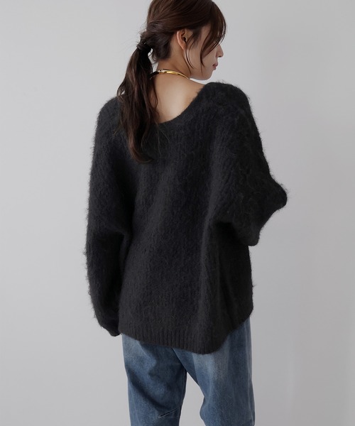 AMUU. PRECIEUSE(アムープレシューズ)の「モヘアタッチVネックニットカーデ(カーディガン/ボレロ・レディース・ブラック/グレー/ピンク/オフホワイト・FREE)」の6枚目の写真