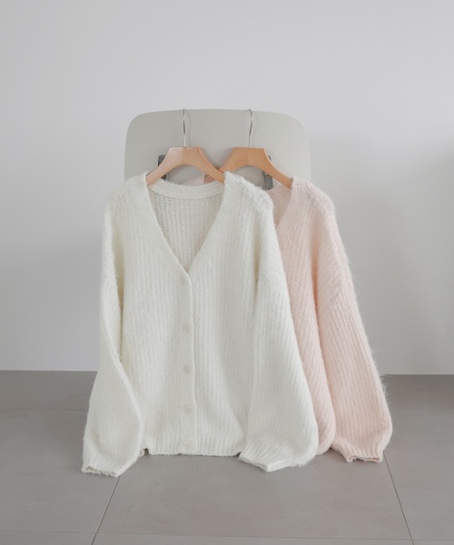 AMUU. PRECIEUSE(アムープレシューズ)の「モヘアタッチVネックニットカーデ(カーディガン/ボレロ・レディース・ブラック/グレー/ピンク/オフホワイト・FREE)」の11枚目の写真