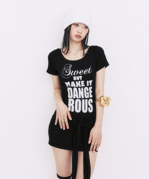 LETTERING WRAP DRESS_BLACK