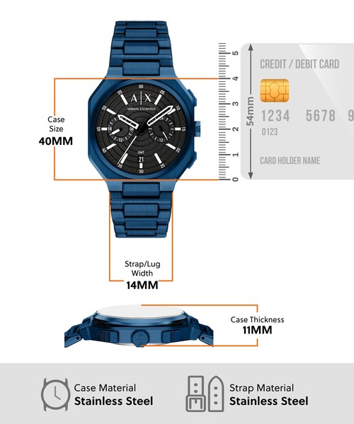 ARMANI EXCHANGE（アルマーニエクスチェンジ）の「アルマーニ・エクスチェンジ 腕時計 メンズ アナログ ステンレス AX1477（アナログ腕時計・メンズ・ブルー・FREE）」の5枚目の写真