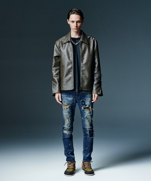 glamb（グラム）の「Heavy Remake Slim Denim / ヘビーリメイクスリムデニム（デニムパンツ・メンズ・インディゴブルー/ブラック・S/L/M）」の17枚目の写真