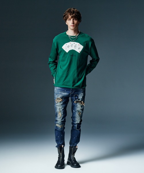 glamb（グラム）の「Heavy Remake Slim Denim / ヘビーリメイクスリムデニム（デニムパンツ・メンズ・インディゴブルー/ブラック・S/L/M）」の20枚目の写真