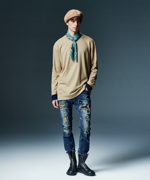 glamb（グラム）の「Heavy Remake Slim Denim / ヘビーリメイクスリムデニム（デニムパンツ・メンズ・インディゴブルー/ブラック・S/L/M）」の22枚目の写真