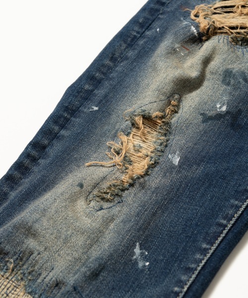 glamb（グラム）の「Heavy Remake Slim Denim / ヘビーリメイクスリムデニム（デニムパンツ・メンズ・インディゴブルー/ブラック・S/L/M）」の6枚目の写真