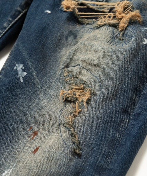 glamb（グラム）の「Heavy Remake Slim Denim / ヘビーリメイクスリムデニム（デニムパンツ・メンズ・インディゴブルー/ブラック・S/L/M）」の9枚目の写真