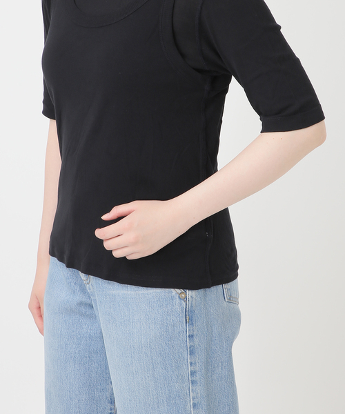 IENA(イエナ)の「シアーリブ 2セット Tシャツ(Tシャツ/カットソー・レディース・ホワイト/ブラック/ブラウン・FREE)」の8枚目の写真