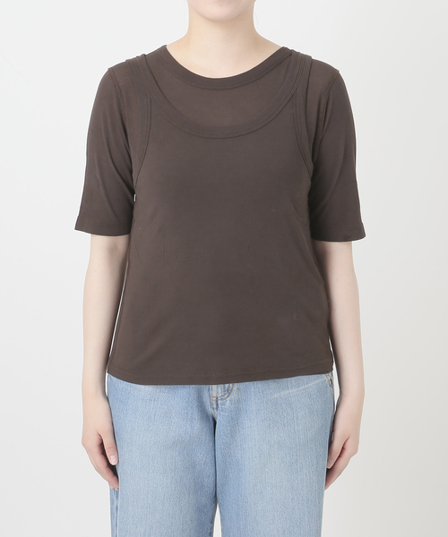 IENA(イエナ)の「シアーリブ 2セット Tシャツ(Tシャツ/カットソー・レディース・ホワイト/ブラック/ブラウン・FREE)」の6枚目の写真