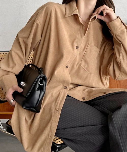 Eclat one(エクラワン)の「【Eclat one】カットコーデュロイ シャツ ジャケット(シャツ/ブラウス・レディース・ブラウン/チャコールグレー/ベージュ・FREE)」の1枚目の写真