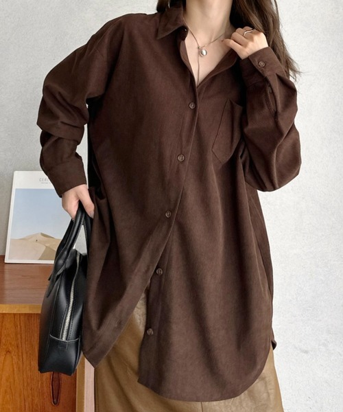 Eclat one(エクラワン)の「【Eclat one】カットコーデュロイ シャツ ジャケット(シャツ/ブラウス・レディース・ブラウン/チャコールグレー/ベージュ・FREE)」の3枚目の写真