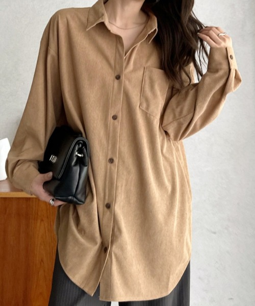 Eclat one(エクラワン)の「【Eclat one】カットコーデュロイ シャツ ジャケット(シャツ/ブラウス・レディース・ブラウン/チャコールグレー/ベージュ・FREE)」の9枚目の写真