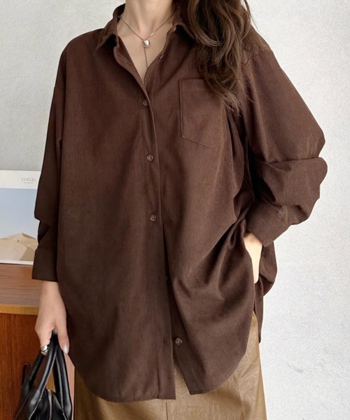 Eclat one(エクラワン)の「【Eclat one】カットコーデュロイ シャツ ジャケット(シャツ/ブラウス・レディース・ブラウン/チャコールグレー/ベージュ・FREE)」の5枚目の写真
