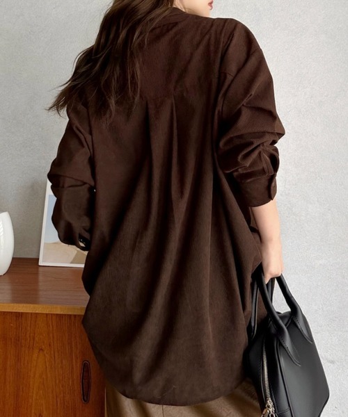 Eclat one(エクラワン)の「【Eclat one】カットコーデュロイ シャツ ジャケット(シャツ/ブラウス・レディース・ブラウン/チャコールグレー/ベージュ・FREE)」の6枚目の写真