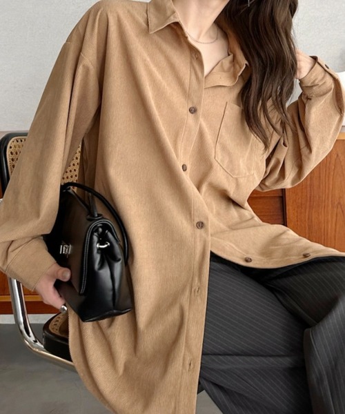 Eclat one(エクラワン)の「【Eclat one】カットコーデュロイ シャツ ジャケット(シャツ/ブラウス・レディース・ブラウン/チャコールグレー/ベージュ・FREE)」の8枚目の写真