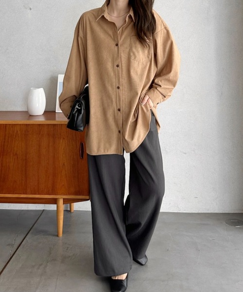 Eclat one(エクラワン)の「【Eclat one】カットコーデュロイ シャツ ジャケット(シャツ/ブラウス・レディース・ブラウン/チャコールグレー/ベージュ・FREE)」の13枚目の写真