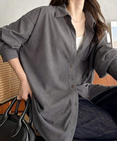 Eclat one(エクラワン)の「【Eclat one】カットコーデュロイ シャツ ジャケット(シャツ/ブラウス・レディース・ブラウン/チャコールグレー/ベージュ・FREE)」の14枚目の写真