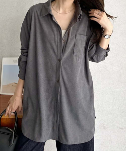 Eclat one(エクラワン)の「【Eclat one】カットコーデュロイ シャツ ジャケット(シャツ/ブラウス・レディース・ブラウン/チャコールグレー/ベージュ・FREE)」の15枚目の写真