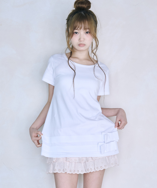 REISE MIYA（レイズミヤ）の「ナナリボンTシャツ[ホワイト]（Tシャツ/カットソー・レディース・その他・OS）」の2枚目の写真