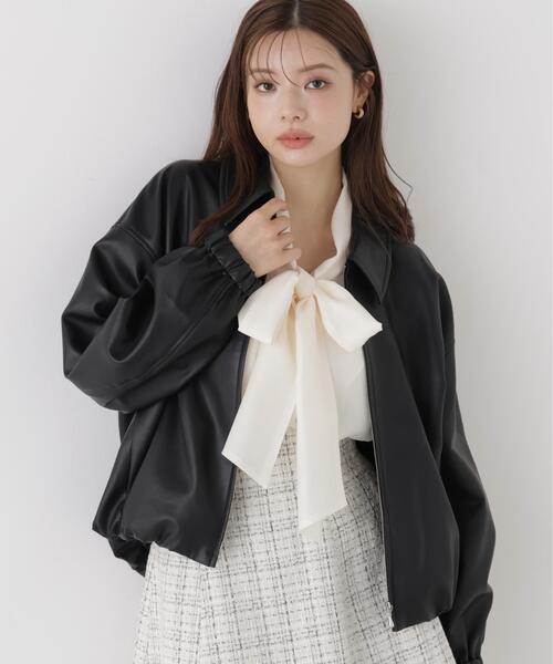 PROPORTION BODY DRESSING(プロポーションボディドレッシング)の「<a>フェイクレザーブルゾン / 1216255902(ブルゾン・レディース・ブラック/ブラウン・MEDIUM/SMALL)」の1枚目の写真