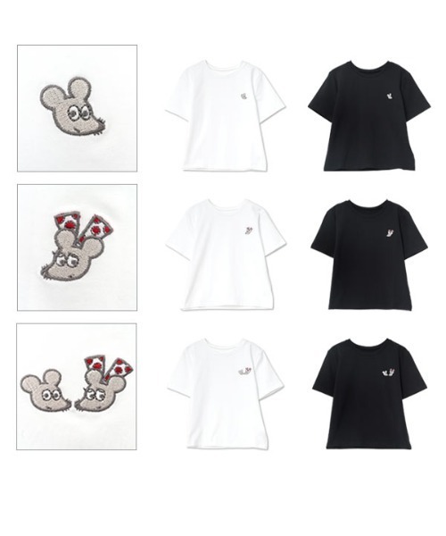 KOBE LETTUCE（コウベレタス）の「[ ねずみくんのチョッキコラボ ] 刺繍半袖Tシャツ（Tシャツ/カットソー・レディース・オフホワイト/ブラック/ブラック系1/ブラック系/ホワイト系/ホワイト系1・M）」の13枚目の写真