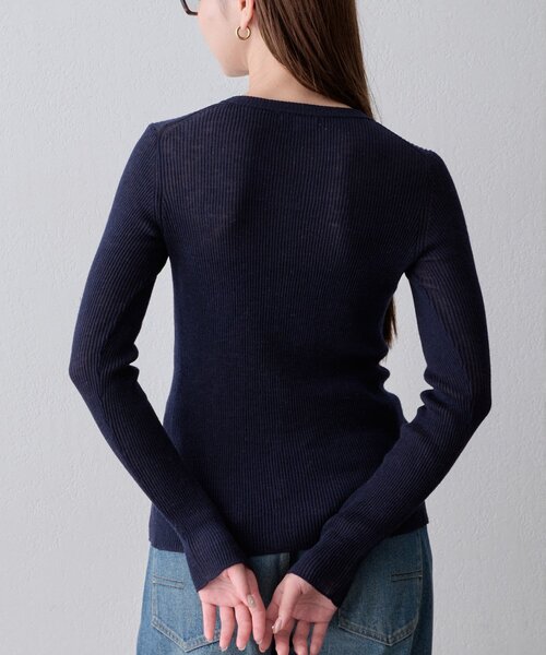 Drawing Numbers(ドローイング ナンバーズ)の「【Drawing Numbers】シアーリブスナップカーディガン(ニット/セーター・レディース・ネイビー/レッド/アイボリー・38)」の19枚目の写真