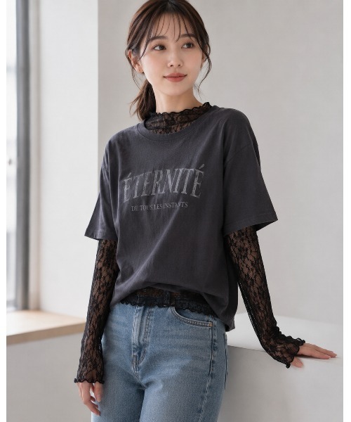 GRESHEL(グレッシェル)の「スクエアネック 総レースシアートップス / インナー(Tシャツ/カットソー・レディース・ホワイト/ブラック/サックスブルー/ピンク・SMALL/MEDIUM/LARGE/X-LARGE)」の2枚目の写真