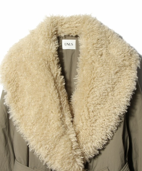 UNUS(ユナス)の「UNUS / Fur Collar Padded Coat(その他アウター・レディース・カーキ・FREE)」の6枚目の写真