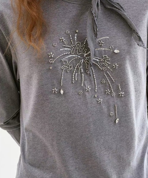 Fano Studios（ファノ ストゥディオズ）の「ビーズ刺繍 ロングスリーブTシャツ FQ26S132【Fano Studios】【2026AW】（Tシャツ/カットソー・レディース・グレー・S/M/L）」の13枚目の写真