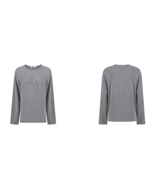 Fano Studios（ファノ ストゥディオズ）の「ビーズ刺繍 ロングスリーブTシャツ FQ26S132【Fano Studios】【2026AW】（Tシャツ/カットソー・レディース・グレー・S/M/L）」の2枚目の写真