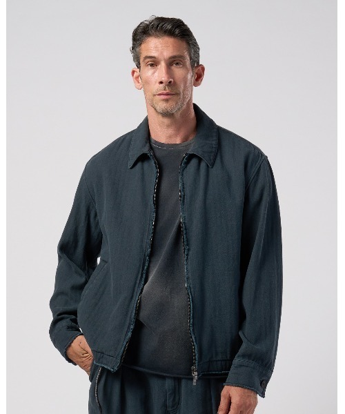 wjk(ダヴルジェイケイ)の「cotton linen herringbone aging short zip blouson(ブルゾン・メンズ・ネイビー/チャコール・X-LARGE/LARGE/MEDIUM/SMALL)」の5枚目の写真