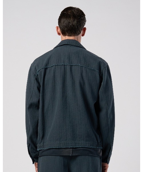 wjk(ダヴルジェイケイ)の「cotton linen herringbone aging short zip blouson(ブルゾン・メンズ・ネイビー/チャコール・X-LARGE/LARGE/MEDIUM/SMALL)」の7枚目の写真