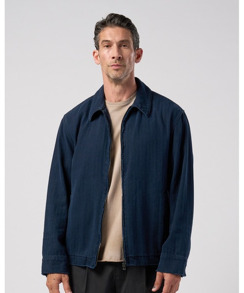 wjk(ダヴルジェイケイ)の「cotton linen herringbone aging short zip blouson(ブルゾン・メンズ・ネイビー/チャコール・X-LARGE/LARGE/MEDIUM/SMALL)」の9枚目の写真