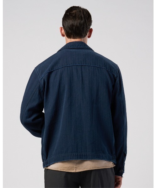 wjk(ダヴルジェイケイ)の「cotton linen herringbone aging short zip blouson(ブルゾン・メンズ・ネイビー/チャコール・X-LARGE/LARGE/MEDIUM/SMALL)」の11枚目の写真