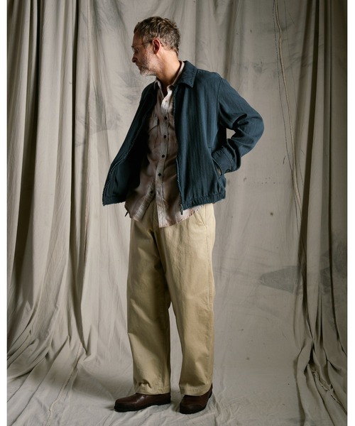 wjk(ダヴルジェイケイ)の「cotton linen herringbone aging short zip blouson(ブルゾン・メンズ・ネイビー/チャコール・X-LARGE/LARGE/MEDIUM/SMALL)」の15枚目の写真