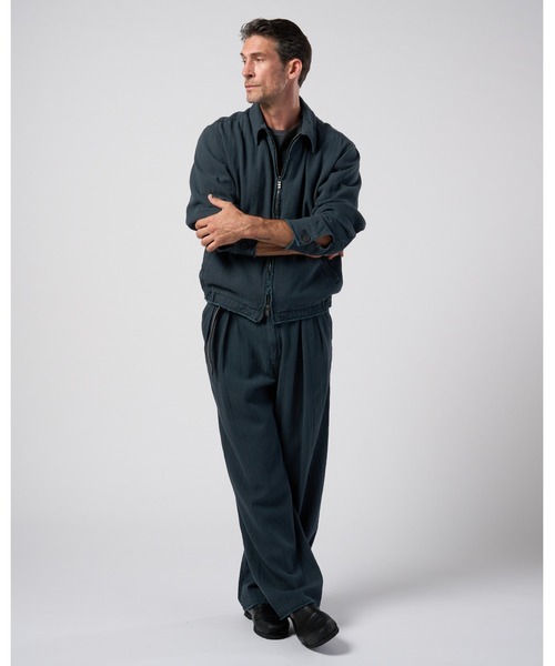 wjk(ダヴルジェイケイ)の「cotton linen herringbone aging short zip blouson(ブルゾン・メンズ・ネイビー/チャコール・X-LARGE/LARGE/MEDIUM/SMALL)」の22枚目の写真