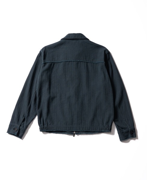 wjk(ダヴルジェイケイ)の「cotton linen herringbone aging short zip blouson(ブルゾン・メンズ・ネイビー/チャコール・X-LARGE/LARGE/MEDIUM/SMALL)」の4枚目の写真