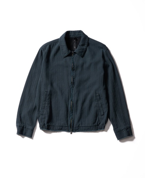 wjk(ダヴルジェイケイ)の「cotton linen herringbone aging short zip blouson(ブルゾン・メンズ・ネイビー/チャコール・X-LARGE/LARGE/MEDIUM/SMALL)」の3枚目の写真