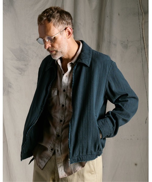 wjk(ダヴルジェイケイ)の「cotton linen herringbone aging short zip blouson(ブルゾン・メンズ・ネイビー/チャコール・X-LARGE/LARGE/MEDIUM/SMALL)」の12枚目の写真