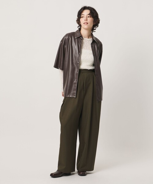 MARW UNITED ARROWS(マルゥ ユナイテッドアローズ)の「<MARW UNITED ARROWS>5分袖 レザーライク シャツ(シャツ/ブラウス・レディース・ブラック/ダークブラウン・FREE)」の6枚目の写真