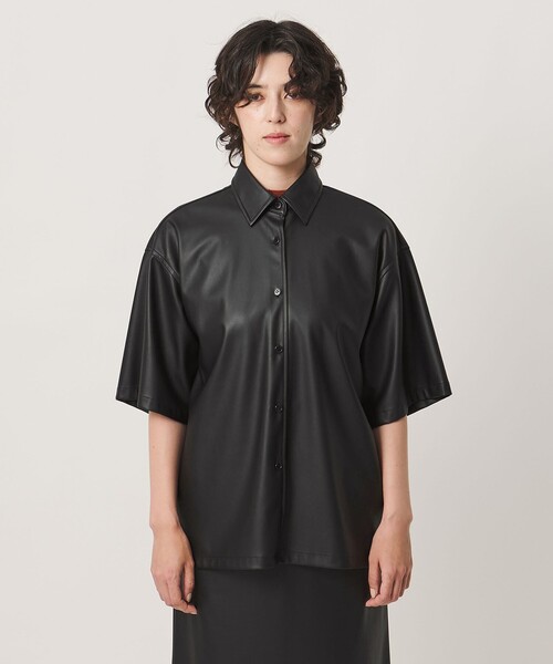 MARW UNITED ARROWS(マルゥ ユナイテッドアローズ)の「<MARW UNITED ARROWS>5分袖 レザーライク シャツ(シャツ/ブラウス・レディース・ブラック/ダークブラウン・FREE)」の7枚目の写真