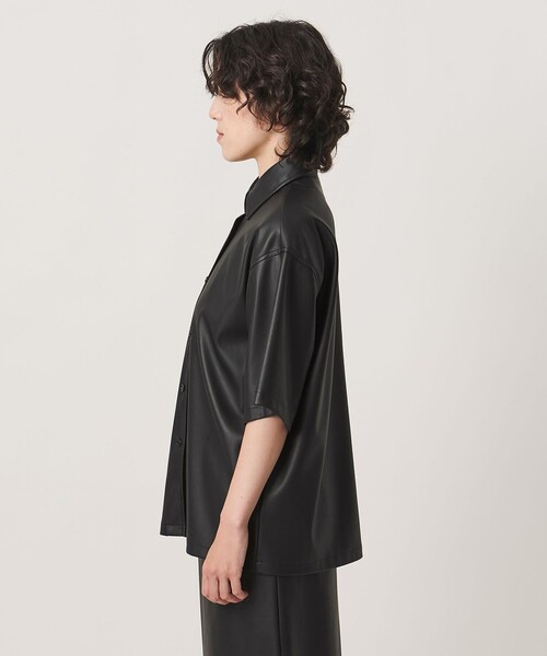 MARW UNITED ARROWS(マルゥ ユナイテッドアローズ)の「<MARW UNITED ARROWS>5分袖 レザーライク シャツ(シャツ/ブラウス・レディース・ブラック/ダークブラウン・FREE)」の8枚目の写真